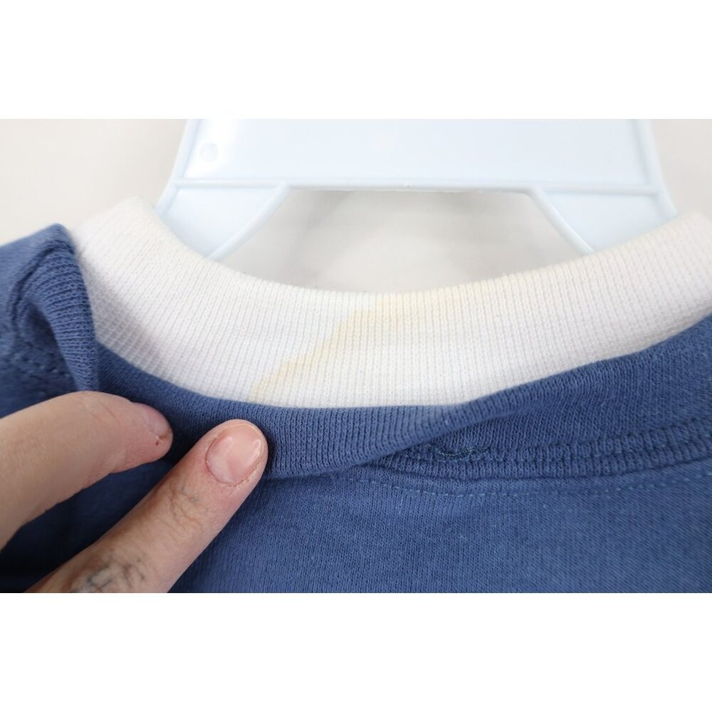 Vintage 90s Streetwear Womens Large Faded Christmas Snow Birds Sweatshirt Blue - Picture 9 of 12